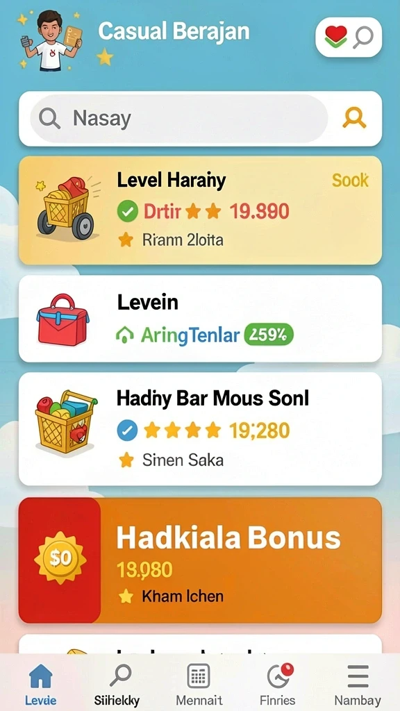 Tantangan seru di setiap tingkat permainan.